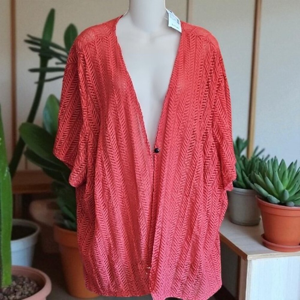 NWT Studio I short sleeve knit 1 button closure cardigan jacket top  Plus 30
